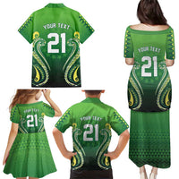 Custom Rugby Cook Islands Avaiki Family Matching Puletasi and Hawaiian Shirt Green Kuki Airani Tribal Maori Inspired - Polynesian Pride