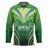 Custom Rugby Cook Islands Avaiki Hockey Jersey Green Kuki Airani Tribal Maori Inspired - Polynesian Pride