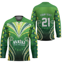 Custom Rugby Cook Islands Avaiki Hockey Jersey Green Kuki Airani Tribal Maori Inspired - Polynesian Pride