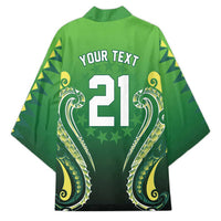 Custom Rugby Cook Islands Avaiki Kimono Green Kuki Airani Tribal Maori Inspired - Polynesian Pride