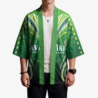 Custom Rugby Cook Islands Avaiki Kimono Green Kuki Airani Tribal Maori Inspired - Polynesian Pride