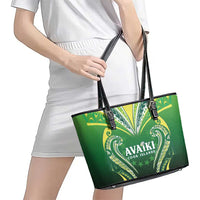 Rugby Cook Islands Avaiki Leather Tote Bag Green Kuki Airani Tribal Maori Inspired - Polynesian Pride