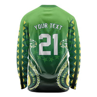 Custom Rugby Cook Islands Avaiki Long Sleeve Shirt Green Kuki Airani Tribal Maori Inspired - Polynesian Pride