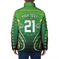 Custom Rugby Cook Islands Avaiki Padded Jacket Green Kuki Airani Tribal Maori Inspired - Polynesian Pride