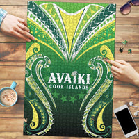 Rugby Cook Islands Avaiki Puzzle Green Kuki Airani Tribal Maori Inspired - Polynesian Pride