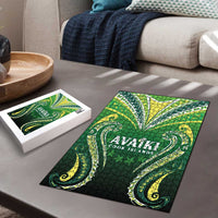 Rugby Cook Islands Avaiki Puzzle Green Kuki Airani Tribal Maori Inspired - Polynesian Pride