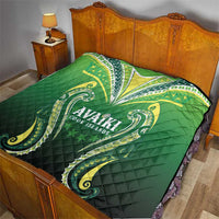 Rugby Cook Islands Avaiki Quilt Green Kuki Airani Tribal Maori Inspired - Polynesian Pride