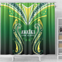 Rugby Cook Islands Avaiki Shower Curtain Green Kuki Airani Tribal Maori Inspired - Polynesian Pride