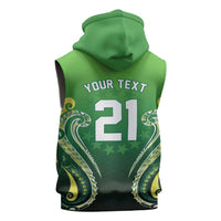 Custom Rugby Cook Islands Avaiki Sleeveless Hoodie Green Kuki Airani Tribal Maori Inspired - Polynesian Pride