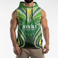 Custom Rugby Cook Islands Avaiki Sleeveless Hoodie Green Kuki Airani Tribal Maori Inspired - Polynesian Pride