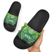 Rugby Cook Islands Avaiki Slide Sandals Green Kuki Airani Tribal Maori Inspired - Polynesian Pride