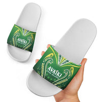 Rugby Cook Islands Avaiki Slide Sandals Green Kuki Airani Tribal Maori Inspired - Polynesian Pride