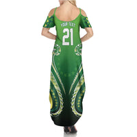 Custom Rugby Cook Islands Avaiki Summer Maxi Dress Green Kuki Airani Tribal Maori Inspired - Polynesian Pride