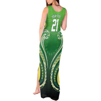 Custom Rugby Cook Islands Avaiki Tank Maxi Dress Green Kuki Airani Tribal Maori Inspired - Polynesian Pride