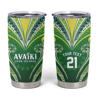 Custom Rugby Cook Islands Avaiki Tumbler Cup Green Kuki Airani Tribal Maori Inspired - Polynesian Pride