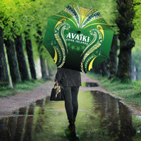 Rugby Cook Islands Avaiki Umbrella Green Kuki Airani Tribal Maori Inspired - Polynesian Pride