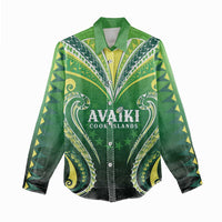 Custom Rugby Cook Islands Avaiki Women Casual Shirt Green Kuki Airani Tribal Maori Inspired - Polynesian Pride