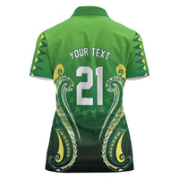 Custom Rugby Cook Islands Avaiki Women Polo Shirt Green Kuki Airani Tribal Maori Inspired - Polynesian Pride