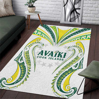 Rugby Cook Islands Avaiki Area Rug White Kuki Airani Tribal Maori Inspired - Polynesian Pride