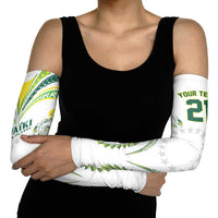 Custom Rugby Cook Islands Avaiki Arm Sleeves White Kuki Airani Tribal Maori Inspired - Polynesian Pride