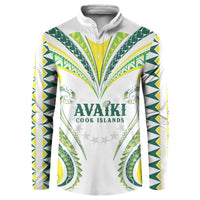 Custom Rugby Cook Islands Avaiki Button Sweatshirt White Kuki Airani Tribal Maori Inspired - Polynesian Pride