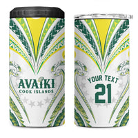Custom Rugby Cook Islands Avaiki 4 in 1 Can Cooler Tumbler White Kuki Airani Tribal Maori Inspired - Polynesian Pride