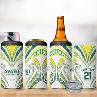 Custom Rugby Cook Islands Avaiki 4 in 1 Can Cooler Tumbler White Kuki Airani Tribal Maori Inspired - Polynesian Pride