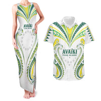 Custom Rugby Cook Islands Avaiki Couples Matching Tank Maxi Dress and Hawaiian Shirt White Kuki Airani Tribal Maori Inspired - Polynesian Pride