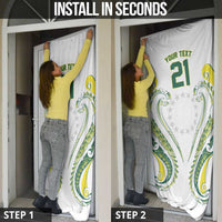Custom Rugby Cook Islands Avaiki Door Cover White Kuki Airani Tribal Maori Inspired - Polynesian Pride