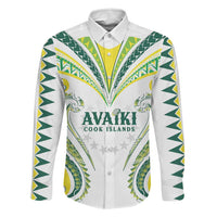 Custom Rugby Cook Islands Avaiki Family Matching Mermaid Dress and Hawaiian Shirt White Kuki Airani Tribal Maori Inspired LT9 Dad's Shirt - Long Sleeve White - Polynesian Pride