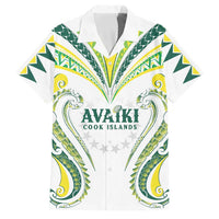 Custom Rugby Cook Islands Avaiki Family Matching Off The Shoulder Long Sleeve Dress and Hawaiian Shirt White Kuki Airani Tribal Maori Inspired LT9 Dad's Shirt - Short Sleeve White - Polynesian Pride