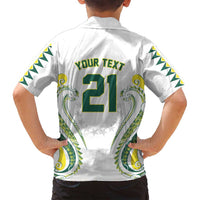 Custom Rugby Cook Islands Avaiki Family Matching Off Shoulder Short Dress and Hawaiian Shirt White Kuki Airani Tribal Maori Inspired - Polynesian Pride