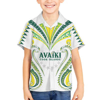 Custom Rugby Cook Islands Avaiki Family Matching Off Shoulder Short Dress and Hawaiian Shirt White Kuki Airani Tribal Maori Inspired - Polynesian Pride