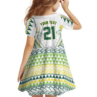 Custom Rugby Cook Islands Avaiki Family Matching Short Sleeve Bodycon Dress and Hawaiian Shirt White Kuki Airani Tribal Maori Inspired LT9 - Polynesian Pride