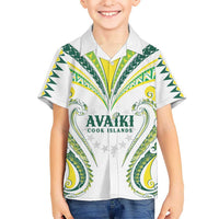 Custom Rugby Cook Islands Avaiki Kid Hawaiian Shirt White Kuki Airani Tribal Maori Inspired - Polynesian Pride