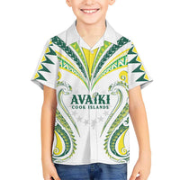 Custom Rugby Cook Islands Avaiki Kid Hawaiian Shirt White Kuki Airani Tribal Maori Inspired LT9 Kid White - Polynesian Pride
