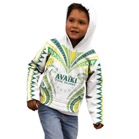 Custom Rugby Cook Islands Avaiki Kid Hoodie White Kuki Airani Tribal Maori Inspired - Polynesian Pride