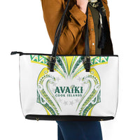 Rugby Cook Islands Avaiki Leather Tote Bag White Kuki Airani Tribal Maori Inspired - Polynesian Pride