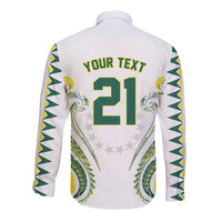 Custom Rugby Cook Islands Avaiki Long Sleeve Button Shirt White Kuki Airani Tribal Maori Inspired - Polynesian Pride