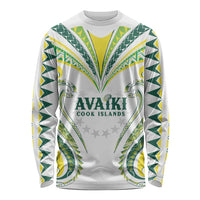 Custom Rugby Cook Islands Avaiki Long Sleeve Shirt White Kuki Airani Tribal Maori Inspired - Polynesian Pride