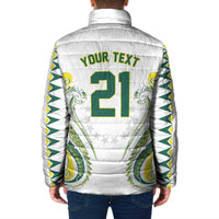 Custom Rugby Cook Islands Avaiki Padded Jacket White Kuki Airani Tribal Maori Inspired - Polynesian Pride