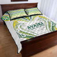 Rugby Cook Islands Avaiki Quilt Bed Set White Kuki Airani Tribal Maori Inspired - Polynesian Pride