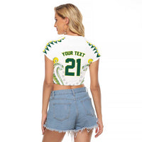 Custom Rugby Cook Islands Avaiki Raglan Cropped T Shirt White Kuki Airani Tribal Maori Inspired - Polynesian Pride