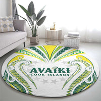 Rugby Cook Islands Avaiki Round Carpet White Kuki Airani Tribal Maori Inspired - Polynesian Pride