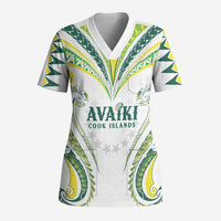 Custom Rugby Cook Islands Avaiki Scrub Top White Kuki Airani Tribal Maori Inspired - Polynesian Pride