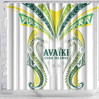 Rugby Cook Islands Avaiki Shower Curtain White Kuki Airani Tribal Maori Inspired - Polynesian Pride