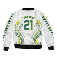 Custom Rugby Cook Islands Avaiki Sleeve Zip Bomber Jacket White Kuki Airani Tribal Maori Inspired LT9 - Polynesian Pride