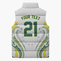 Custom Rugby Cook Islands Avaiki Sleeveless Puffer Jacket White Kuki Airani Tribal Maori Inspired - Polynesian Pride