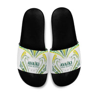 Rugby Cook Islands Avaiki Slide Sandals White Kuki Airani Tribal Maori Inspired - Polynesian Pride