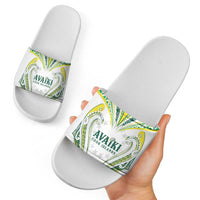 Rugby Cook Islands Avaiki Slide Sandals White Kuki Airani Tribal Maori Inspired - Polynesian Pride